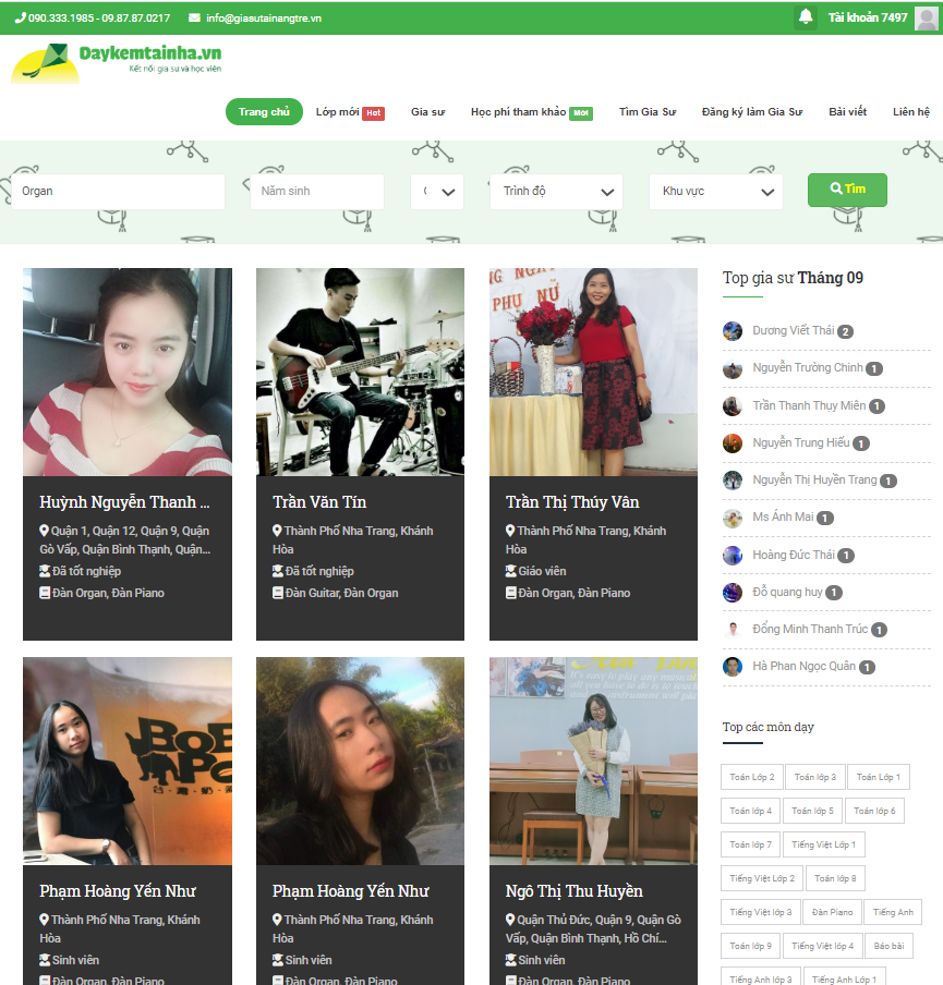 Web Daykemtainha.vn Gia sư organ
